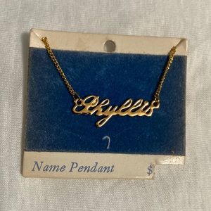 NWOT Vintage 15” Goldtone Name NECKLACE for PHYLLIS